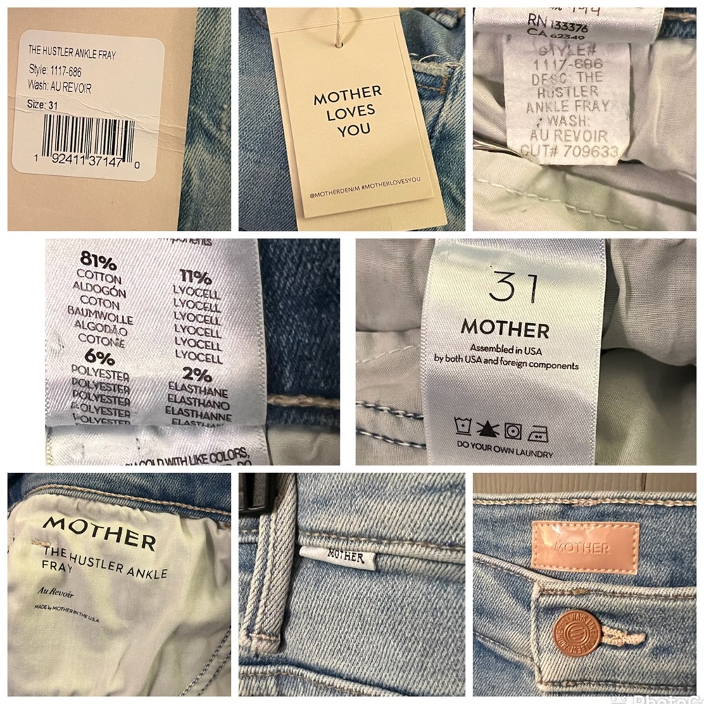 Mother The Hustler Ankle Fray Jeans Raw Hem NWT in Au Revoir size 31 - Picture 14 of 15